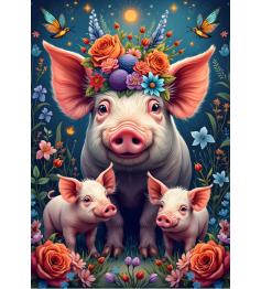 Puzzle Alipson Família De Porcos Passeando de 1000 Peças Puzzle Alipson Família De Porcos Passeando de 1000 Peças