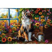 Puzzle Castorland Meditação do Gato entre Flores 1000 Peças