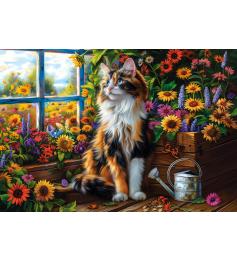 Puzzle Castorland Meditação do Gato entre Flores 1000 Peças