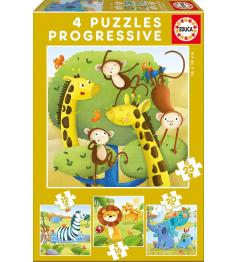 Puzzle educacional de animais selvagens 12+16+20+25 peças