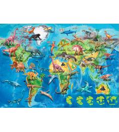 Puzzle Educa mapa do mundo dinossauros 150 peças