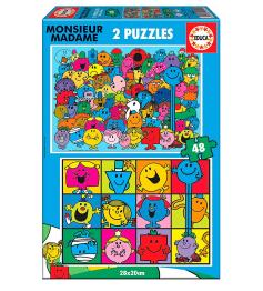Puzzle Educa Monsieur Madame de 2 x 48 peças