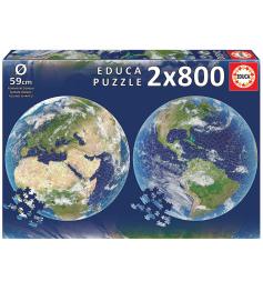 Educa Round Planet Earth Puzzle 2 x 800 peças