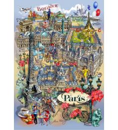 Puzzle Grafika Colagem de Paris de 1000 Peças