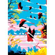 Puzzle Hachette Voo dos Flamingos Cor de Rosa 500 peças