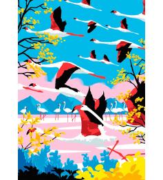 Puzzle Hachette Voo dos Flamingos Cor de Rosa 500 peças