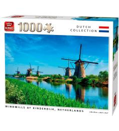 Puzzle King Windmills em Kinderdijk, Holanda de 1000 Pzs